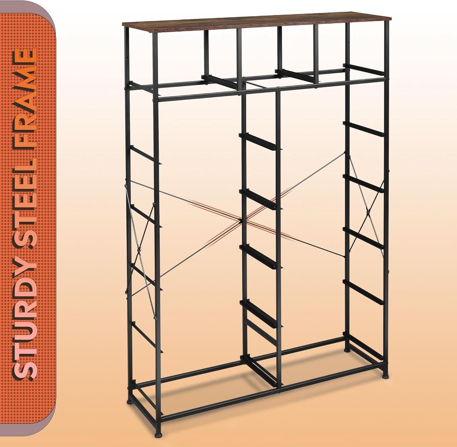 Tall Dresser For Bedroom With 13 Drawers Steel Frame Wood Top Rustic Brown