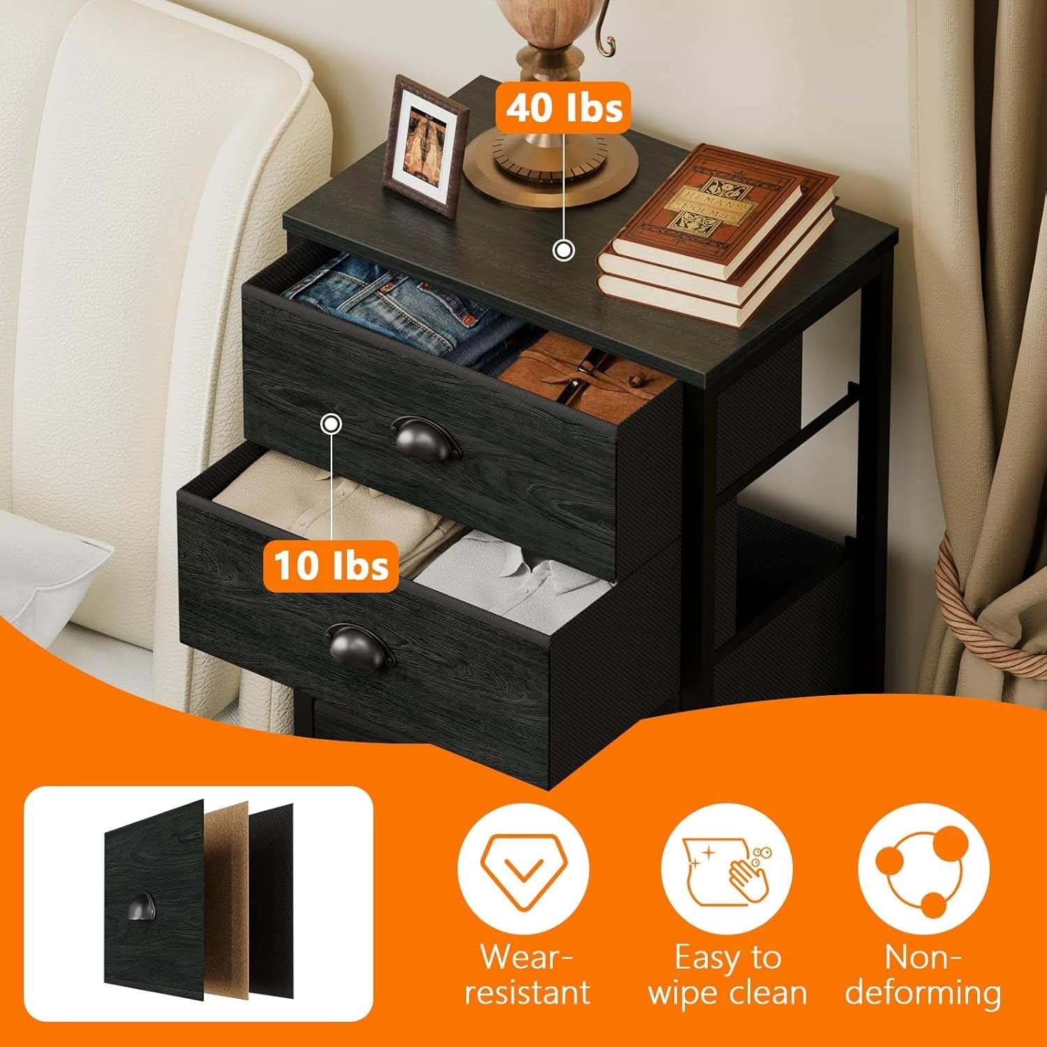 Tall Dresser With 6 Drawers Black Vertical Nightstand