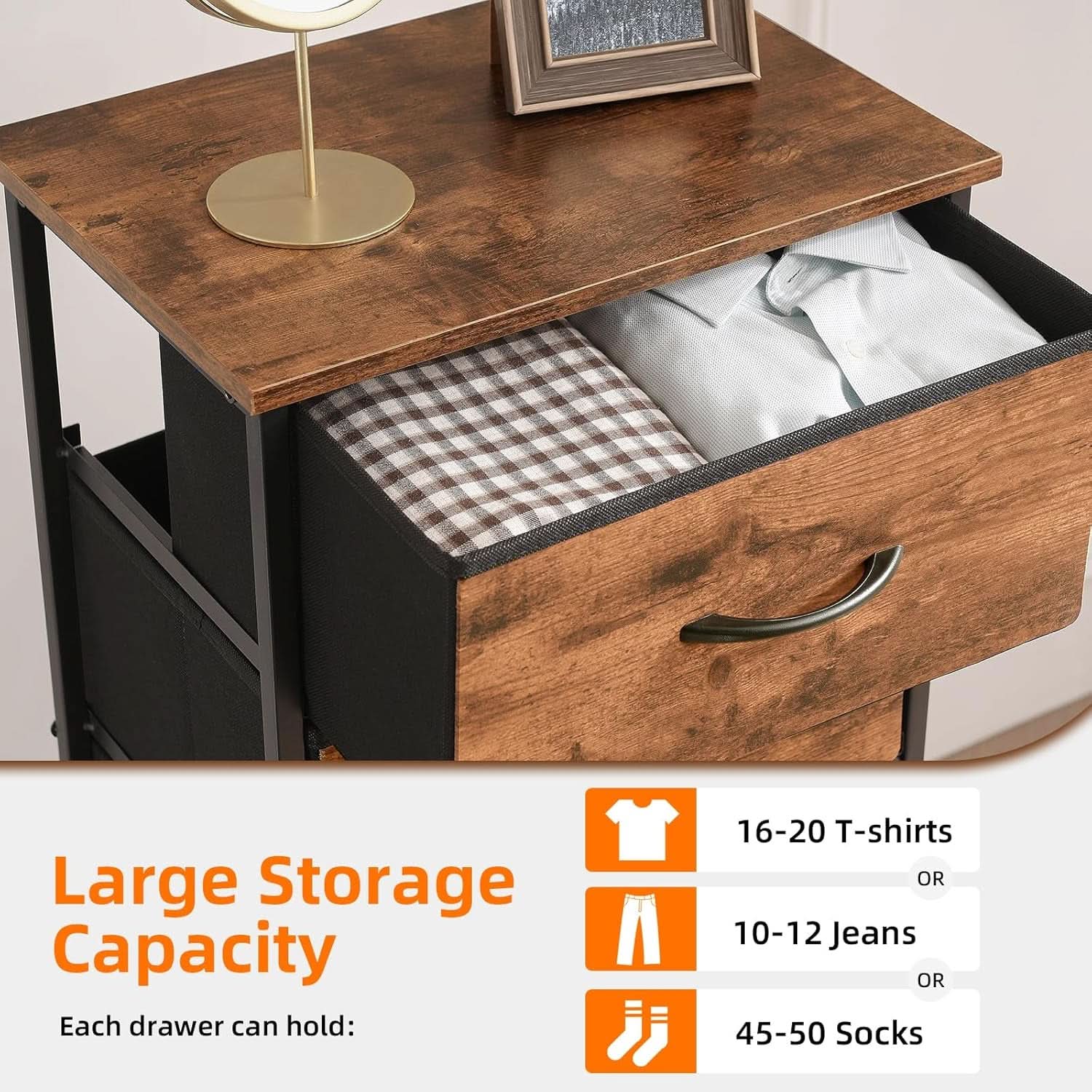 Tall Dresser With Four Drawers And Removable Bins Woodgrain