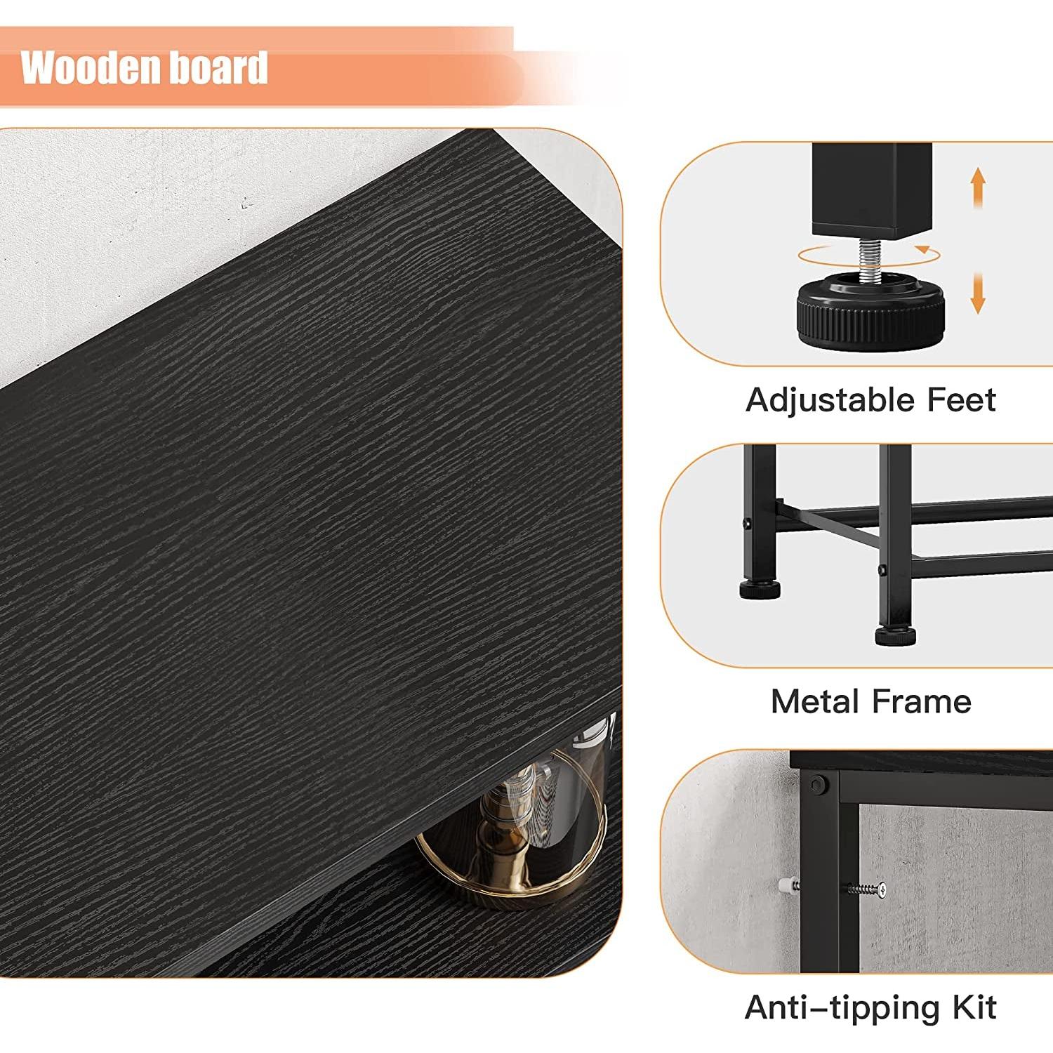 Tall Dresser With Shelves In Black Grey For Bedroom