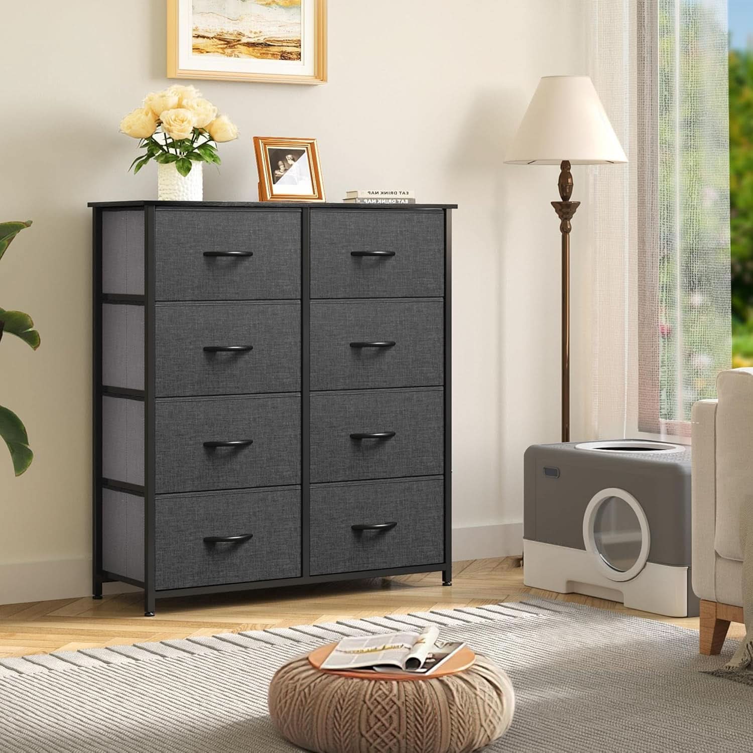 Tall Fabric Dresser With 8 Drawers For Bedroom Storage