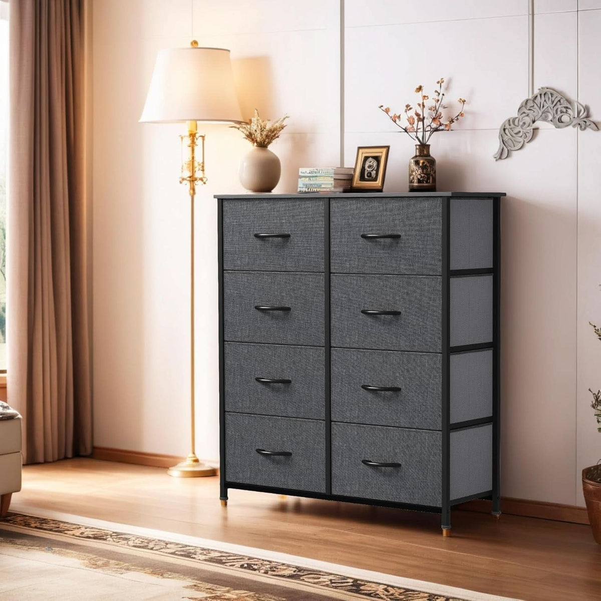 Tall Fabric Dresser With 8 Drawers For Bedroom Storage