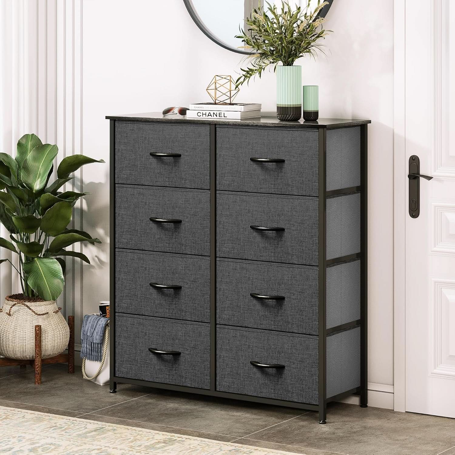 Tall Fabric Dresser With 8 Drawers For Bedroom Storage