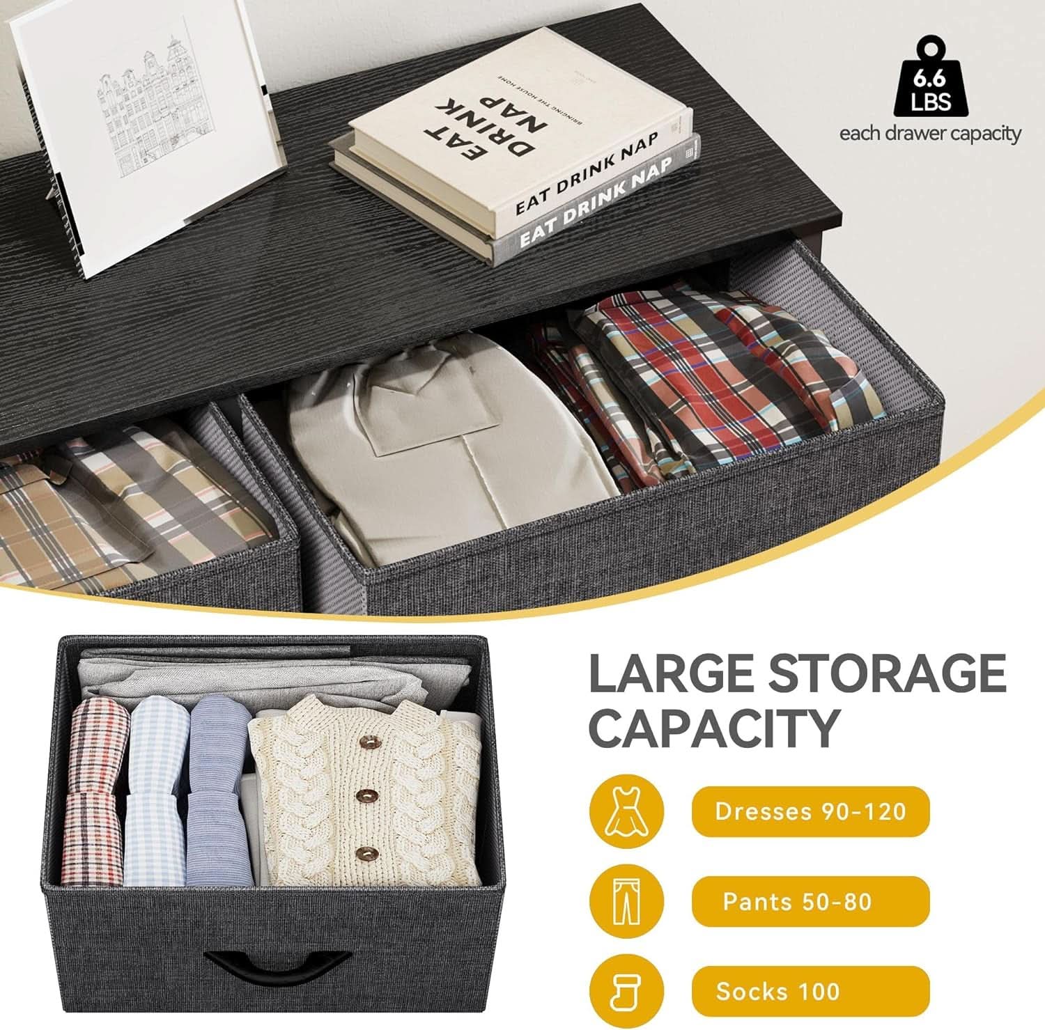 Tall Fabric Dresser With 8 Drawers For Bedroom Storage