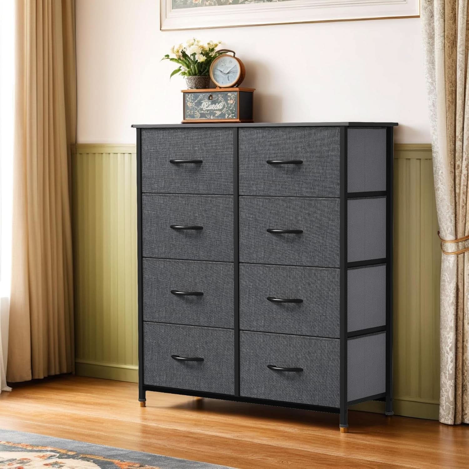Tall Fabric Dresser With 8 Drawers For Bedroom Storage