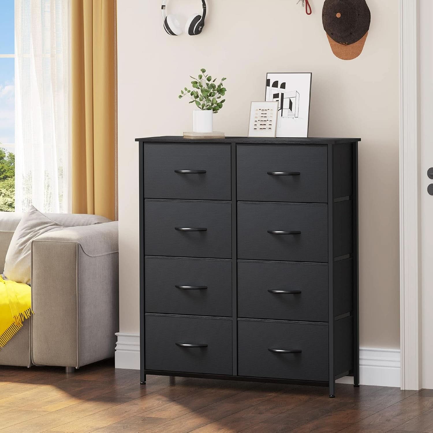 Tall Fabric Dresser With 8 Drawers For Living Room