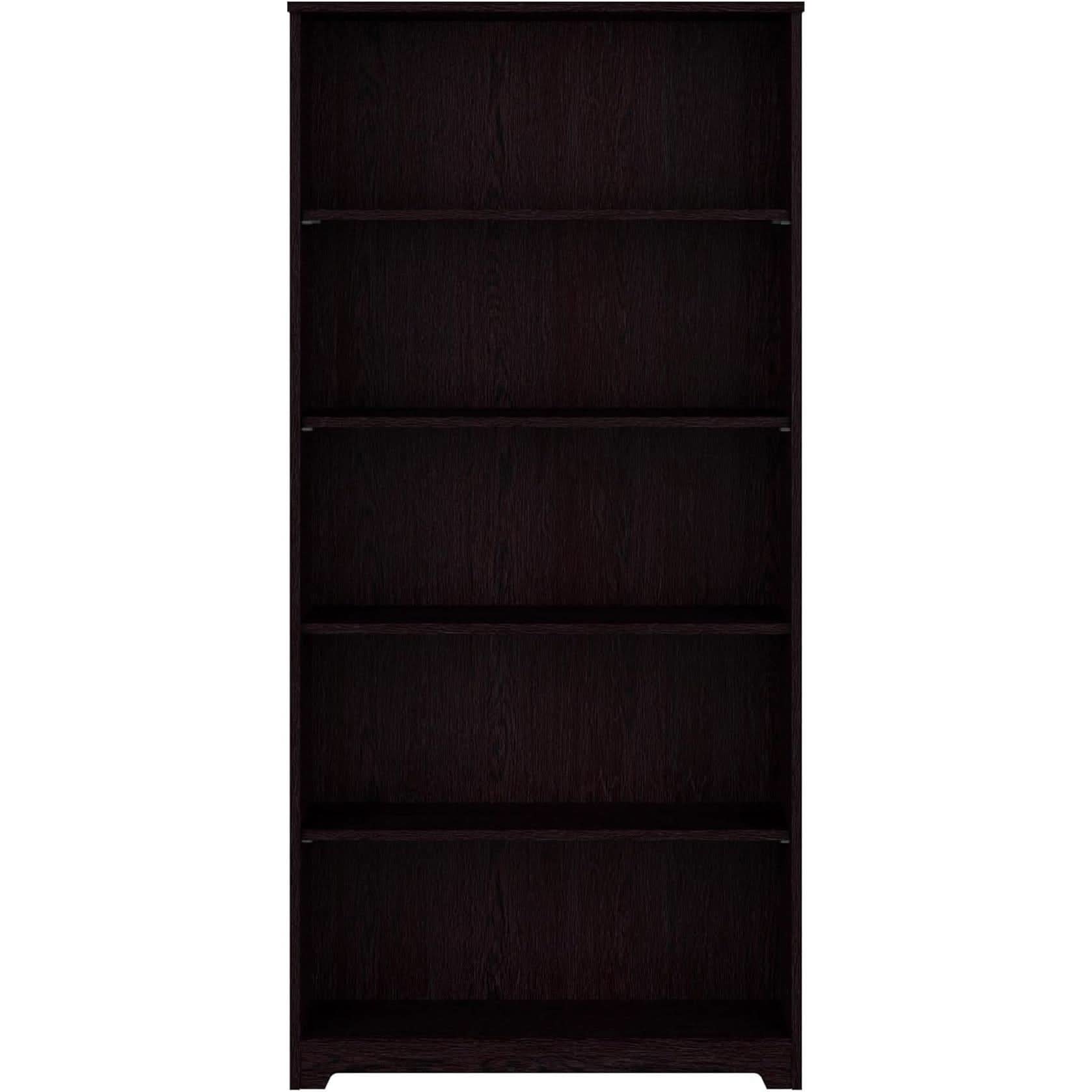 Tall Five Shelf Bookcase Espresso Oak For Living Room