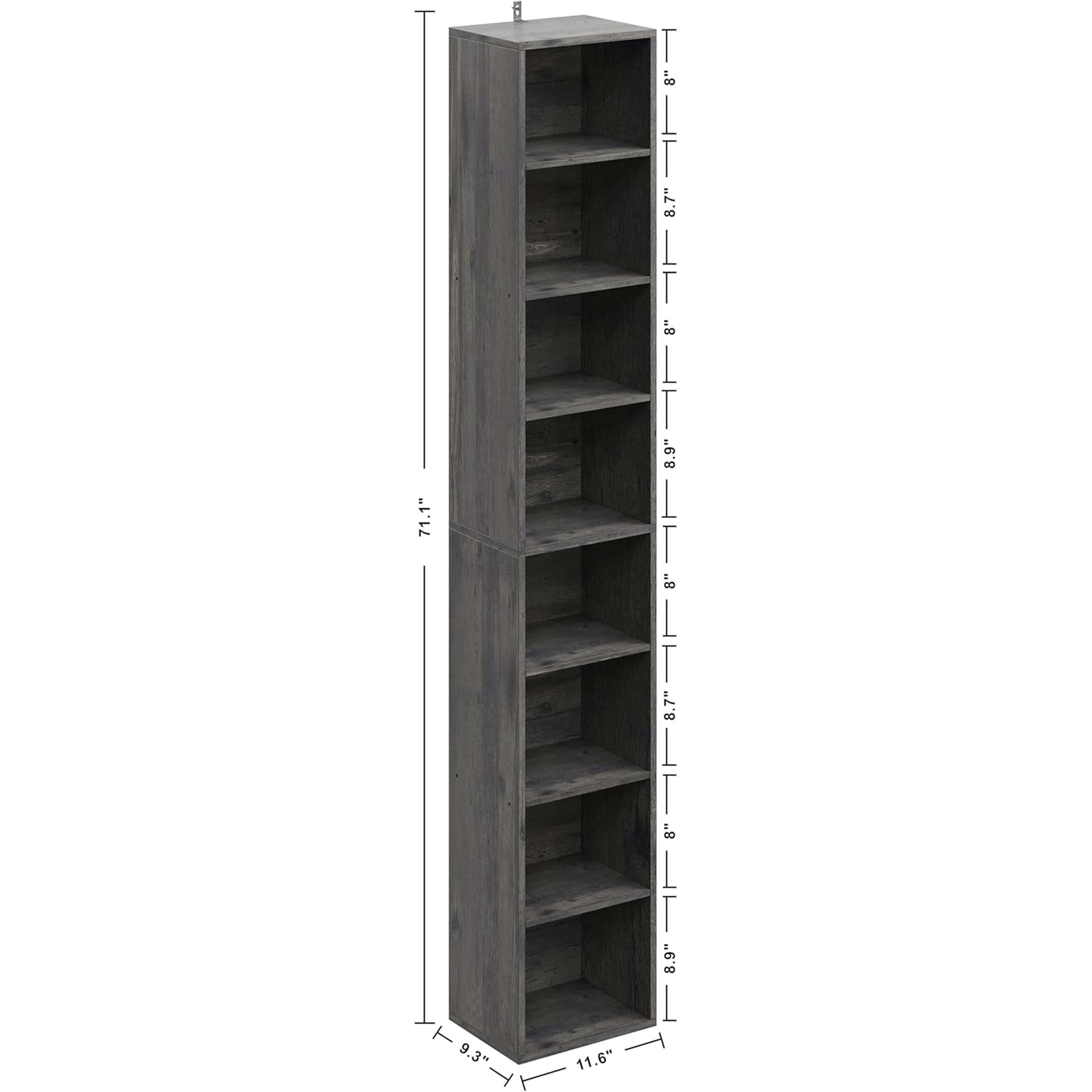Tall Narrow 8 Tier Corner Bookshelf For Living Room