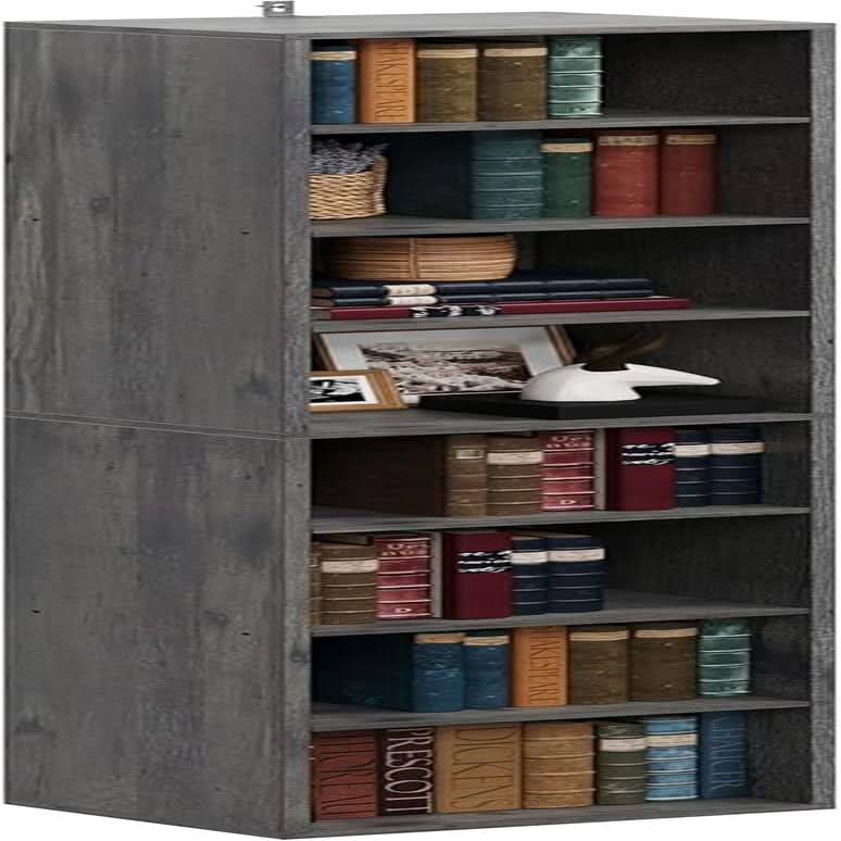 Tall Narrow 8 Tier Corner Bookshelf For Living Room