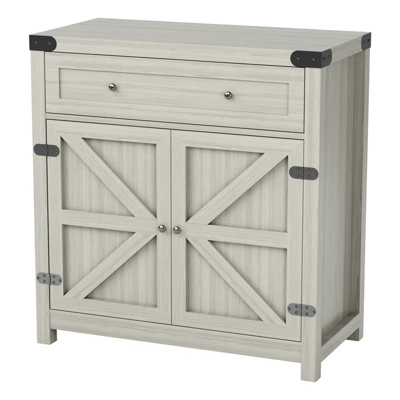 Tall Rustic Farmhouse Two Door Storage Cabinet Unit