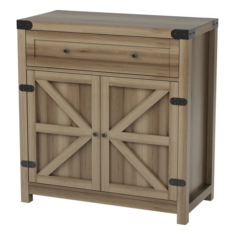 Tall Rustic Farmhouse Two Door Storage Cabinet Unit