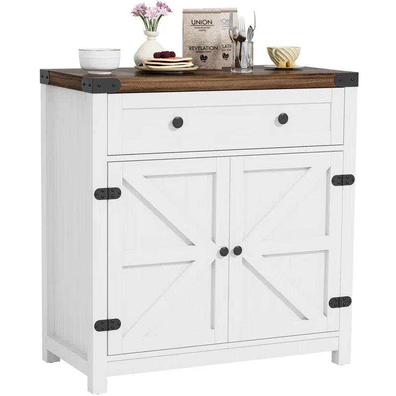 Tall Rustic Farmhouse Two Door Storage Cabinet Unit