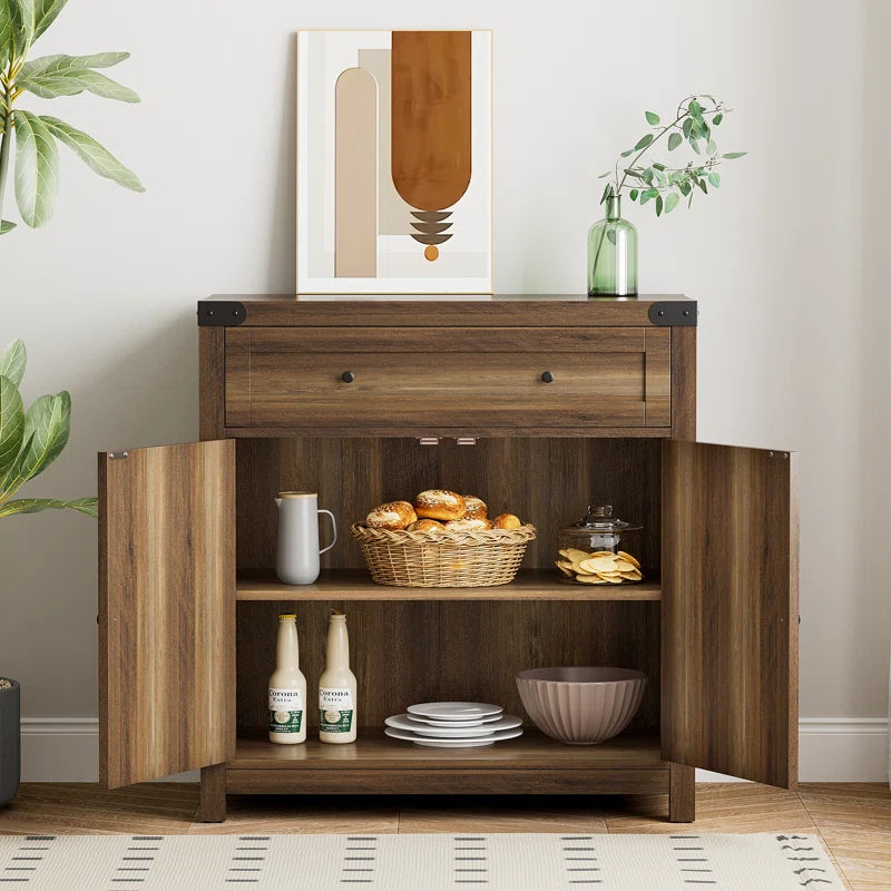 Tall Rustic Farmhouse Two Door Storage Cabinet Unit