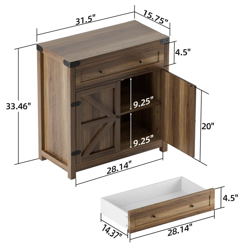 Tall Rustic Farmhouse Two Door Storage Cabinet Unit