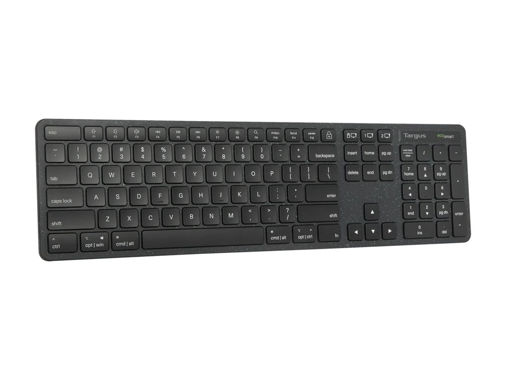 Targus EcoSmart - Keyboard - full size - antimicrobial - wireless - Bluetooth 5.0, 2.4 GHz - QWERTY - US - black AKB873US