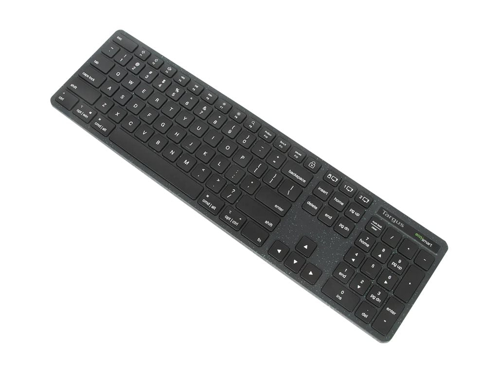 Targus EcoSmart - Keyboard - full size - antimicrobial - wireless - Bluetooth 5.0, 2.4 GHz - QWERTY - US - black AKB873US