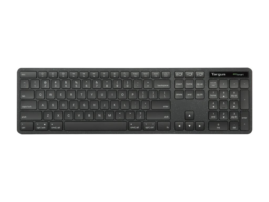 Targus EcoSmart - Keyboard - full size - antimicrobial - wireless - Bluetooth 5.0, 2.4 GHz - QWERTY - US - black AKB873US