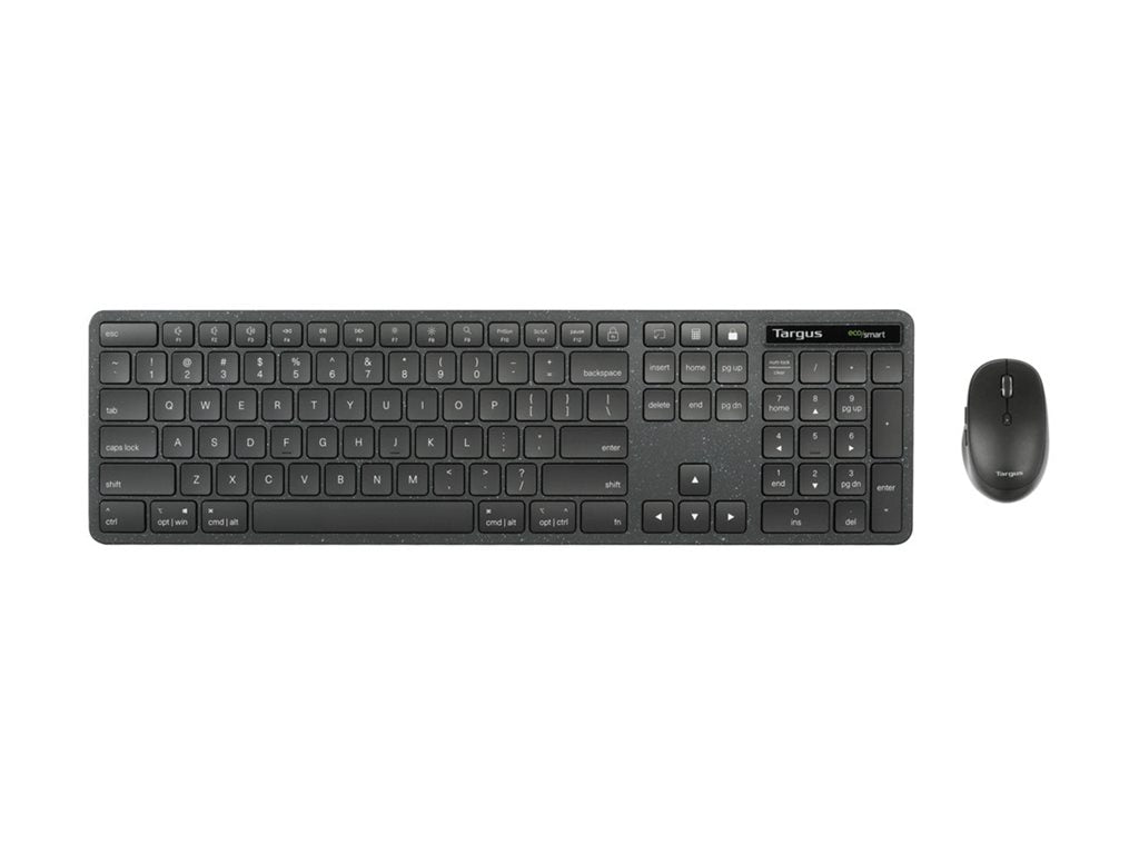 Targus - Keyboard and mouse set - EcoSmart, midsize, comfort, combo - full size - antimicrobial - wireless - 2.4 GHz, Bluetooth AKM626USZ