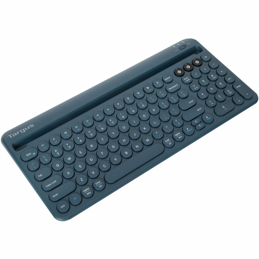 Targus Multi-Device Bluetooth Antimicrobial Keyboard with Tablet/Phone Cradle (Blue) - Wir