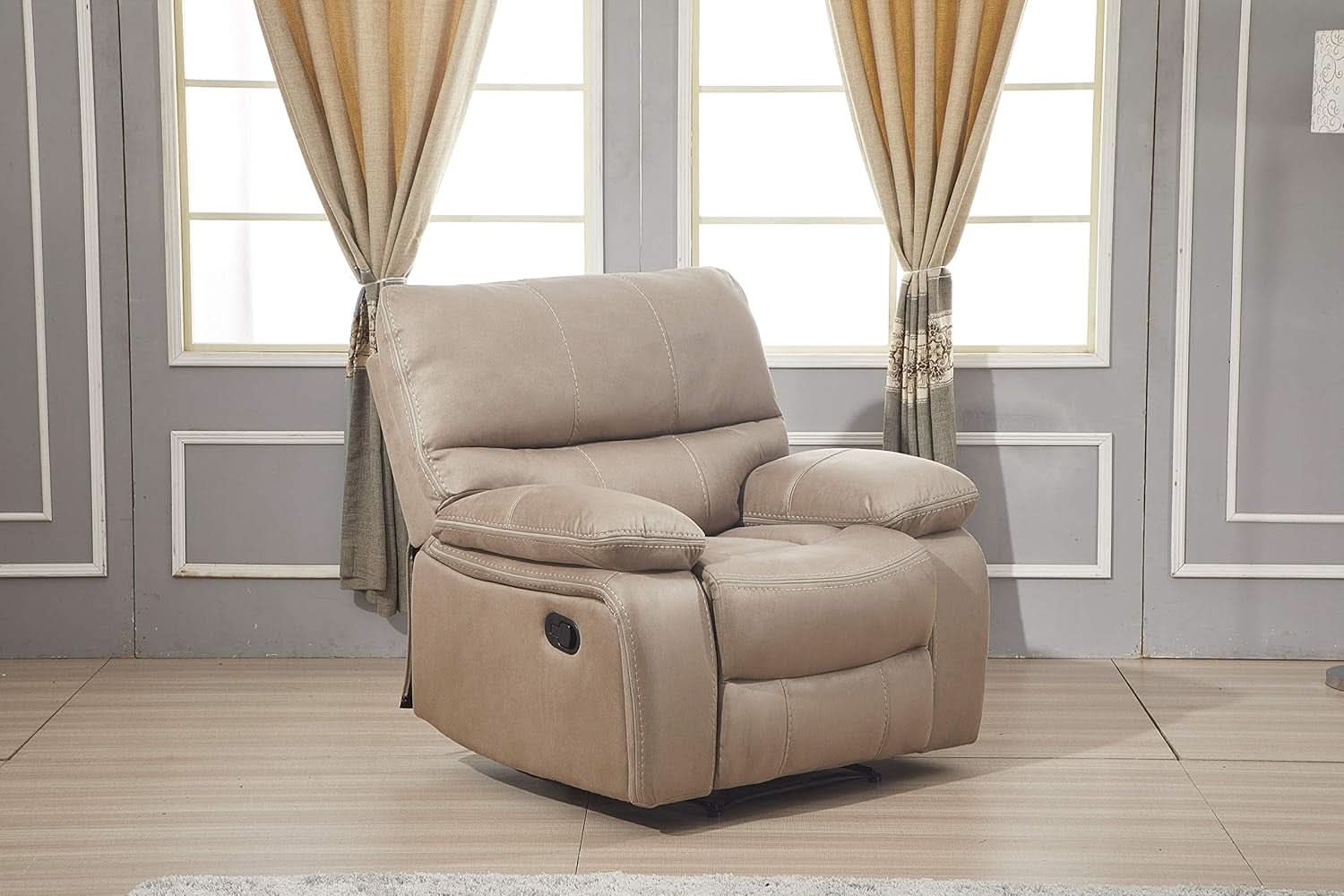 Taupe Microfiber Reclining Sofa Set for Living Room