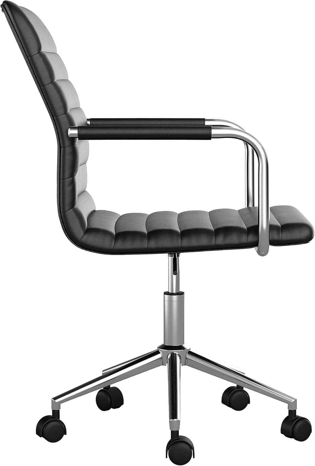 Taytum Swivel Task Chair With Armrests Black Faux Leather Home Office
