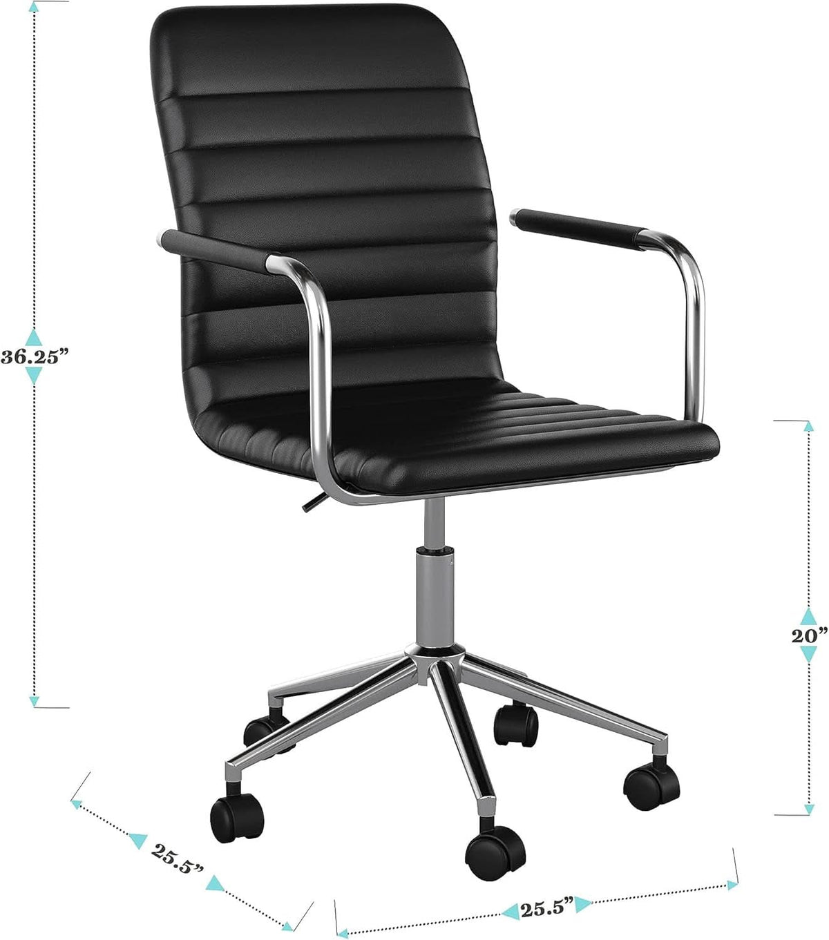 Taytum Swivel Task Chair With Armrests Black Faux Leather Home Office