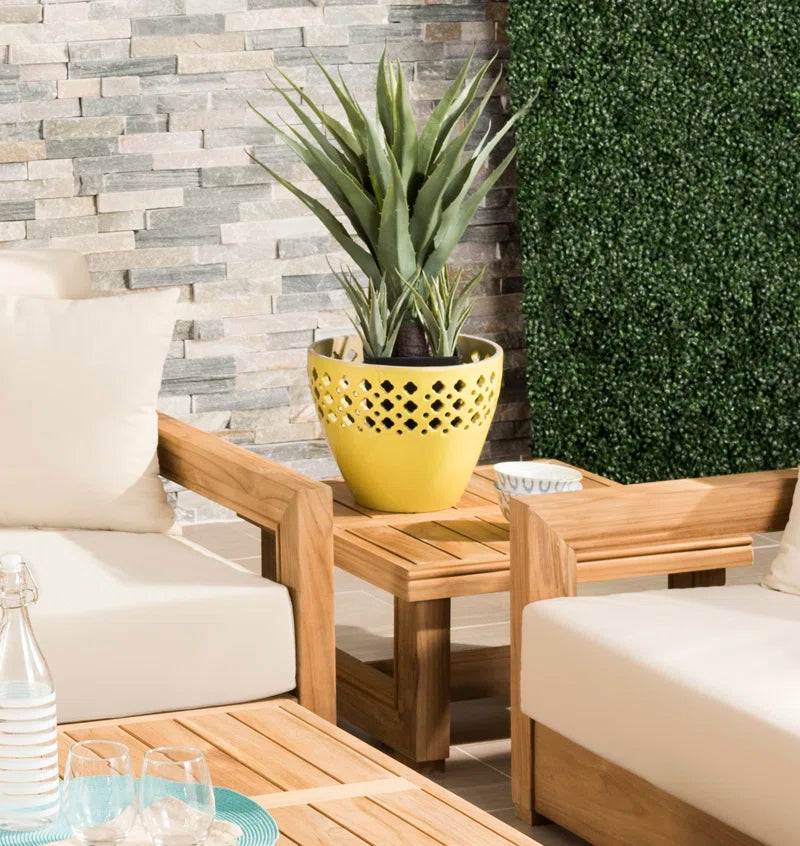 Teak Outdoor Seating Set With Cushions 5 Piece Weatherproof Patio Group