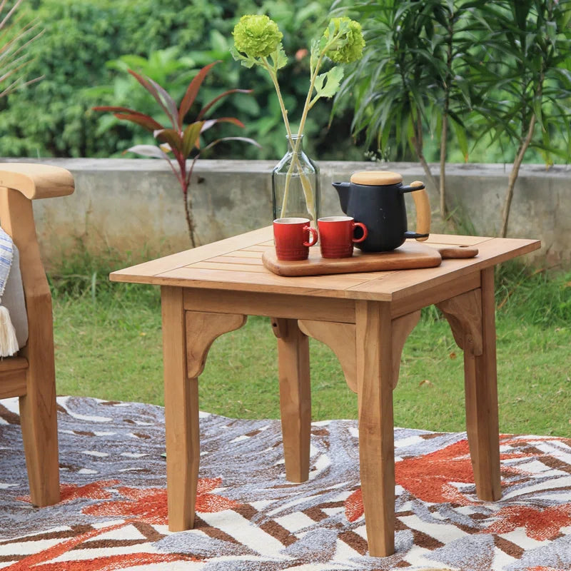 Teak Two Person Patio Conversation Set With Cushions