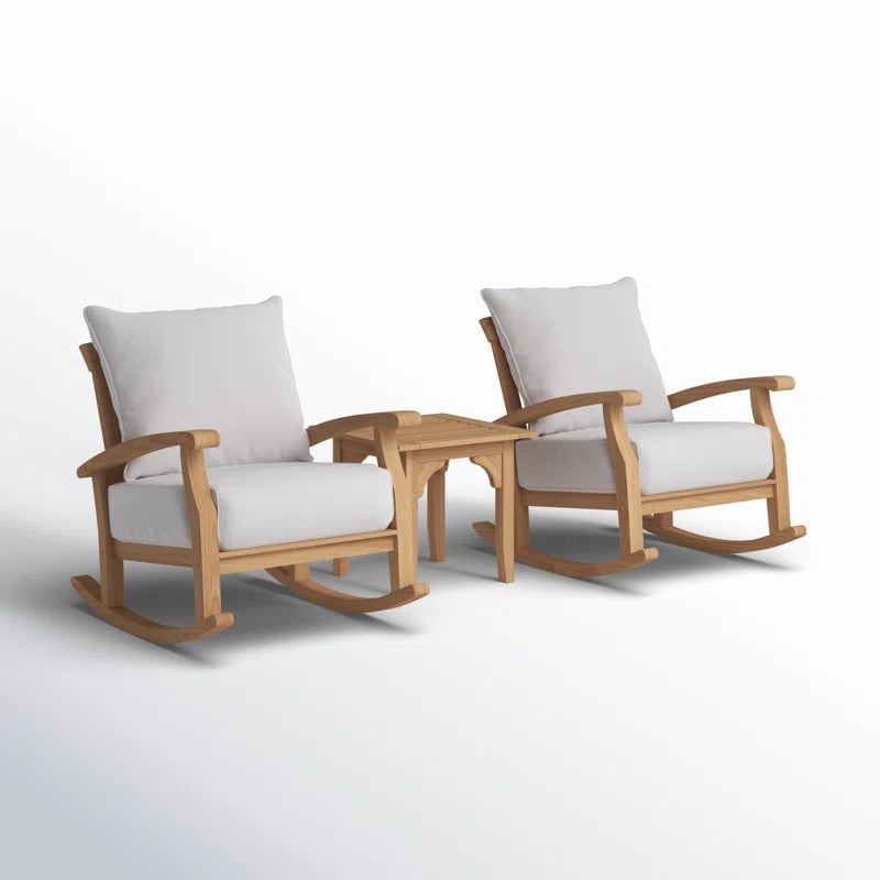 Teak Two Person Patio Conversation Set With Cushions
