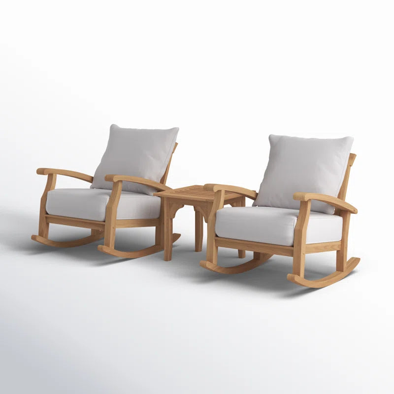 Teak Two Person Patio Conversation Set With Cushions