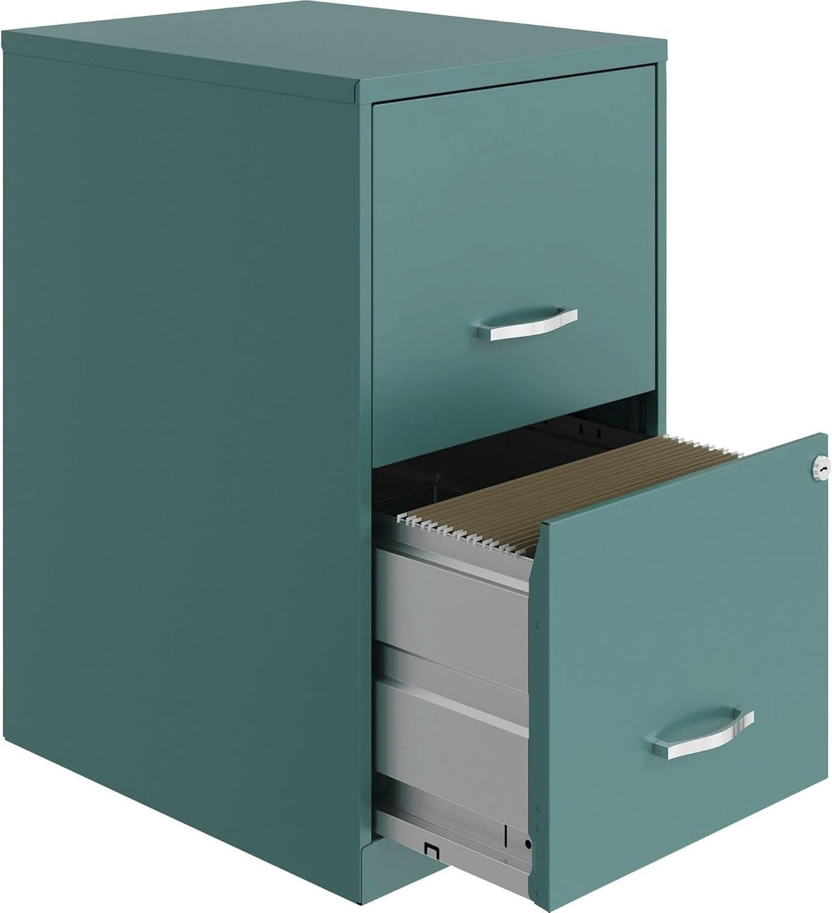 Teal 2-Drawer File Cabinet With Smooth-Glide Drawers, 14.2 Inch Width, 18 Inch Depth, 24.5 Inch Height, Steel