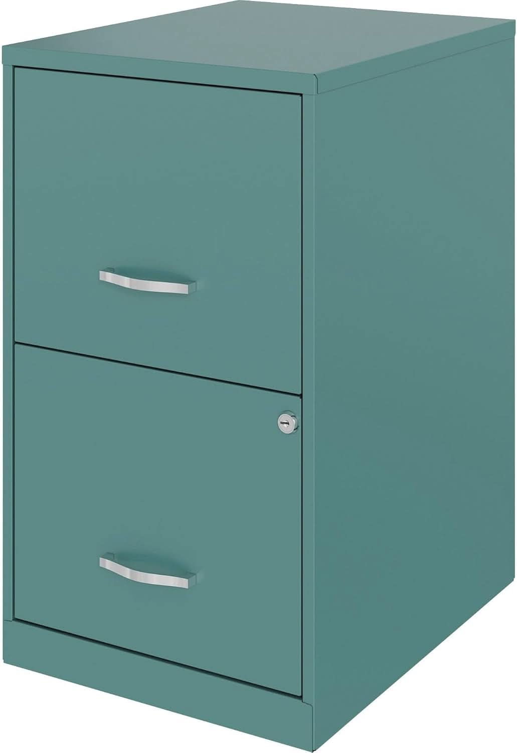 Teal 2-Drawer File Cabinet With Smooth-Glide Drawers, 14.2 Inch Width, 18 Inch Depth, 24.5 Inch Height, Steel