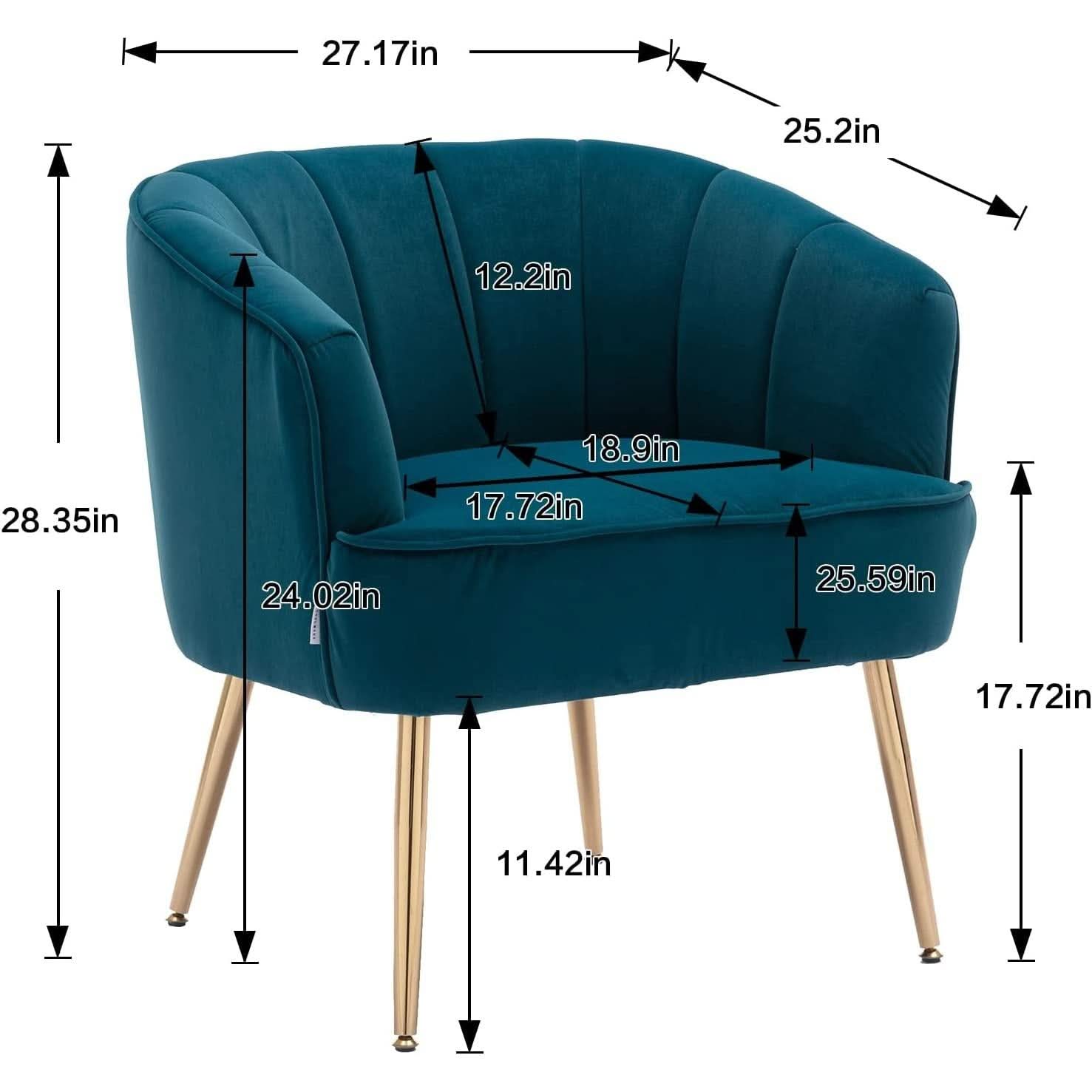 Teal Velvet Accent Chair With Golden Legs Ultra Plush