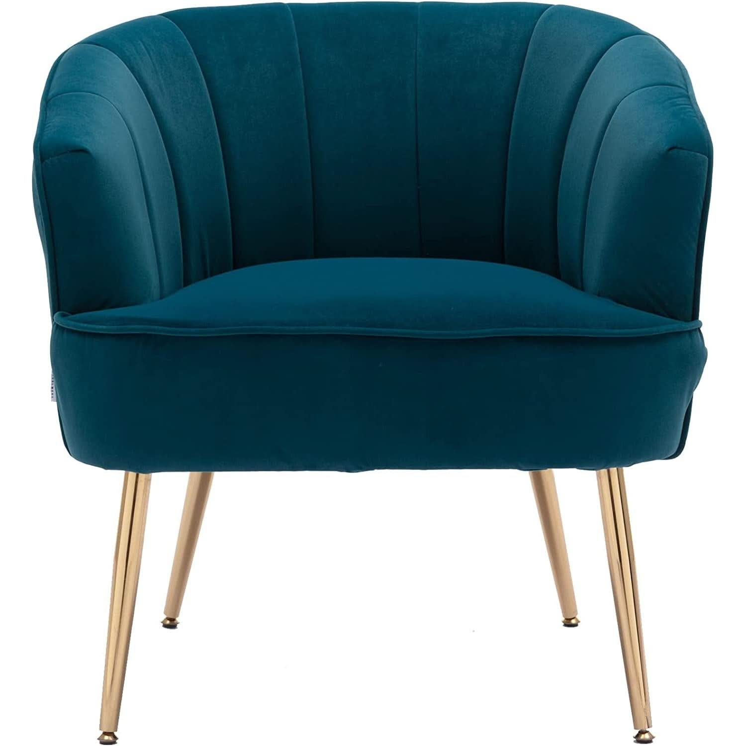 Teal Velvet Accent Chair With Golden Legs Ultra Plush