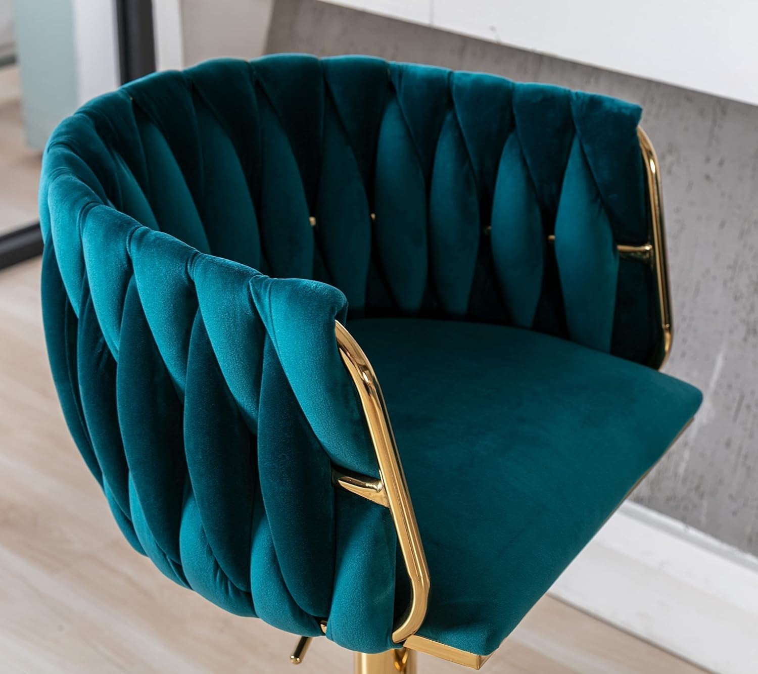 Teal Velvet Adjustable Height Swivel Bar Stools Set Of 2