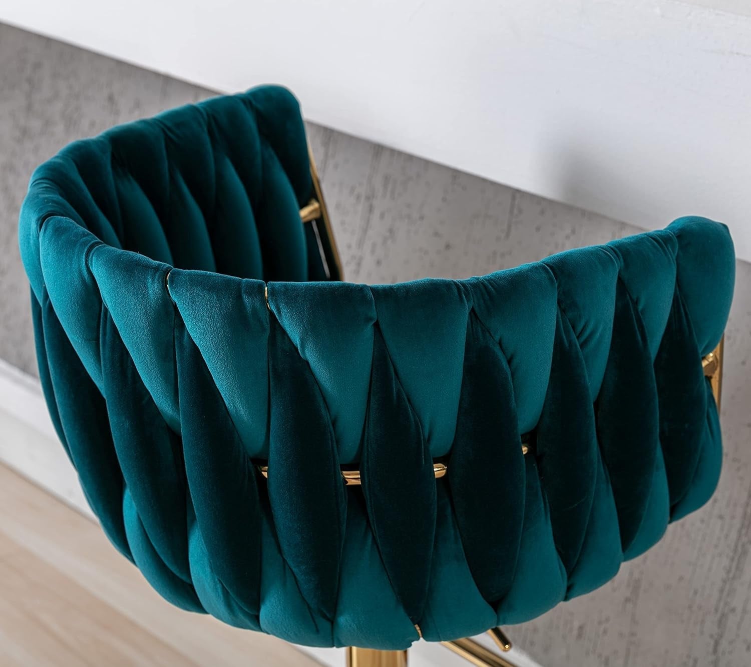 Teal Velvet Adjustable Height Swivel Bar Stools Set Of 2