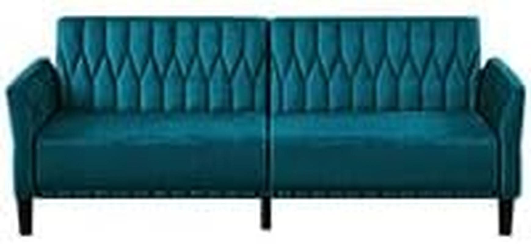 Teal Velvet Convertible Sleeper Sofa With Nailhead