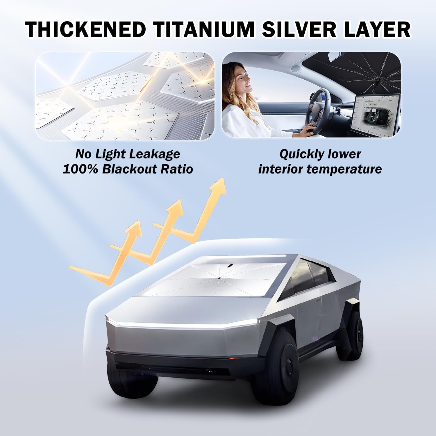 Tesla Cybertruck Sunshade Umbrella Custom Fit UV Blackout