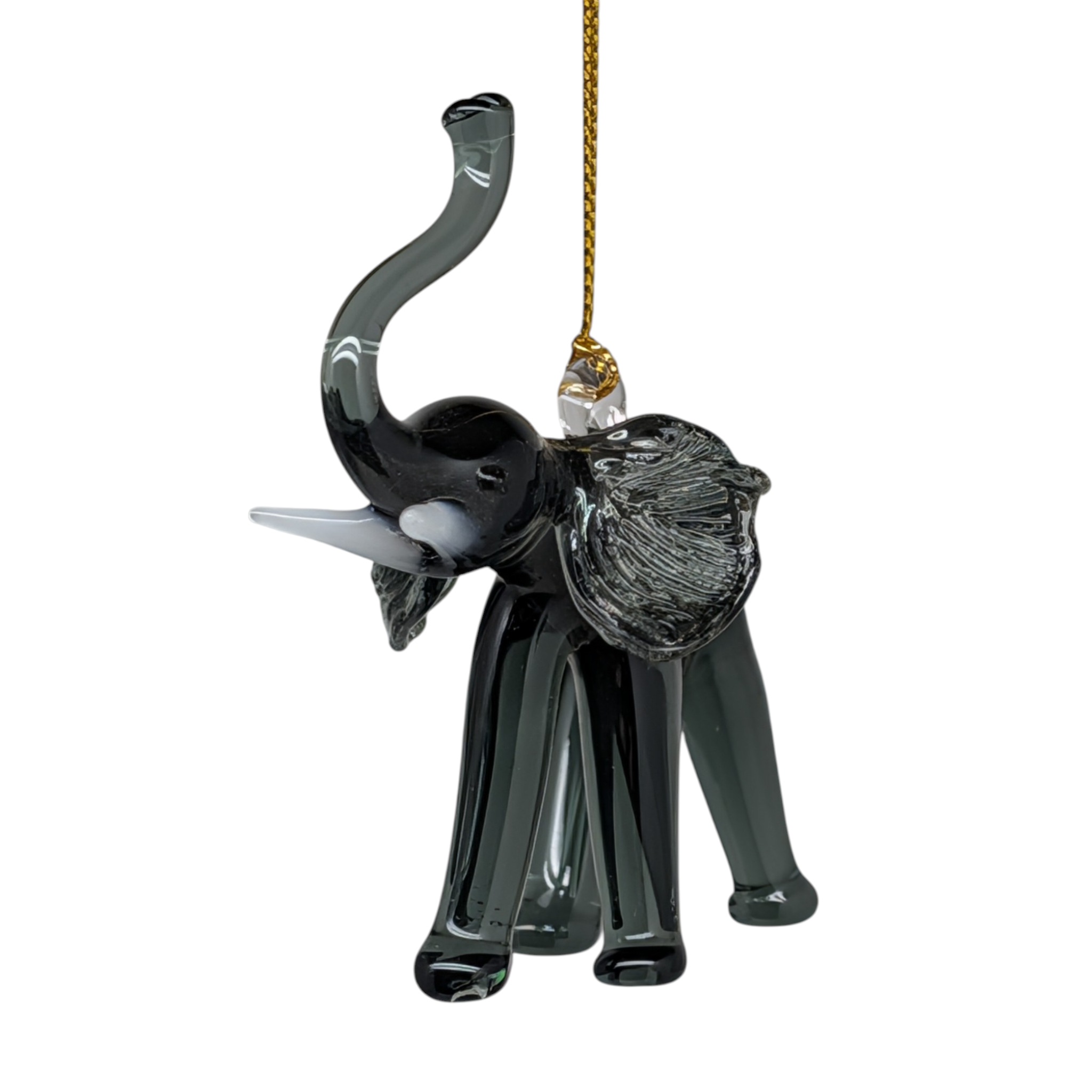 The Egyptian Glass Dark Emerald Elephant Ornament