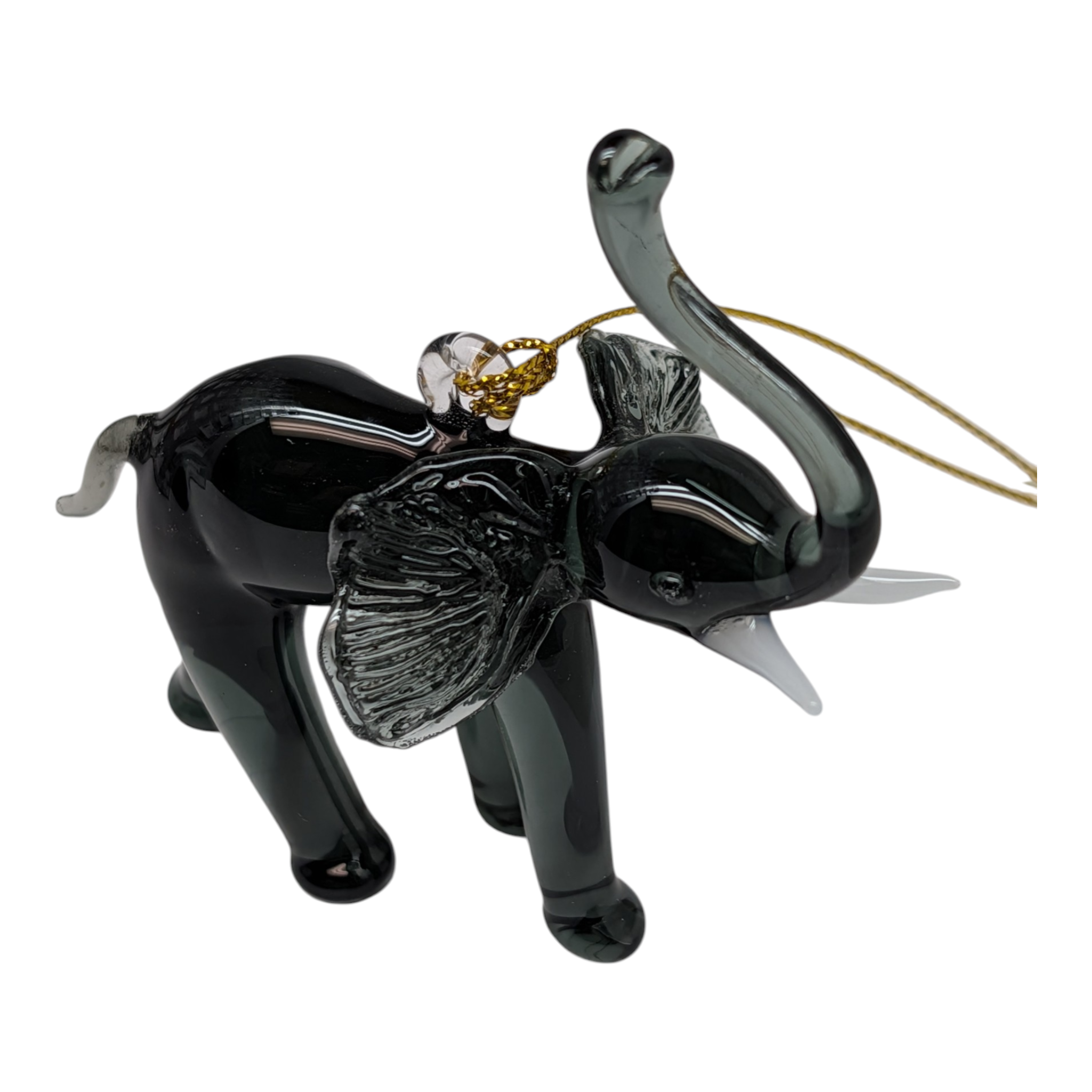 The Egyptian Glass Dark Emerald Elephant Ornament