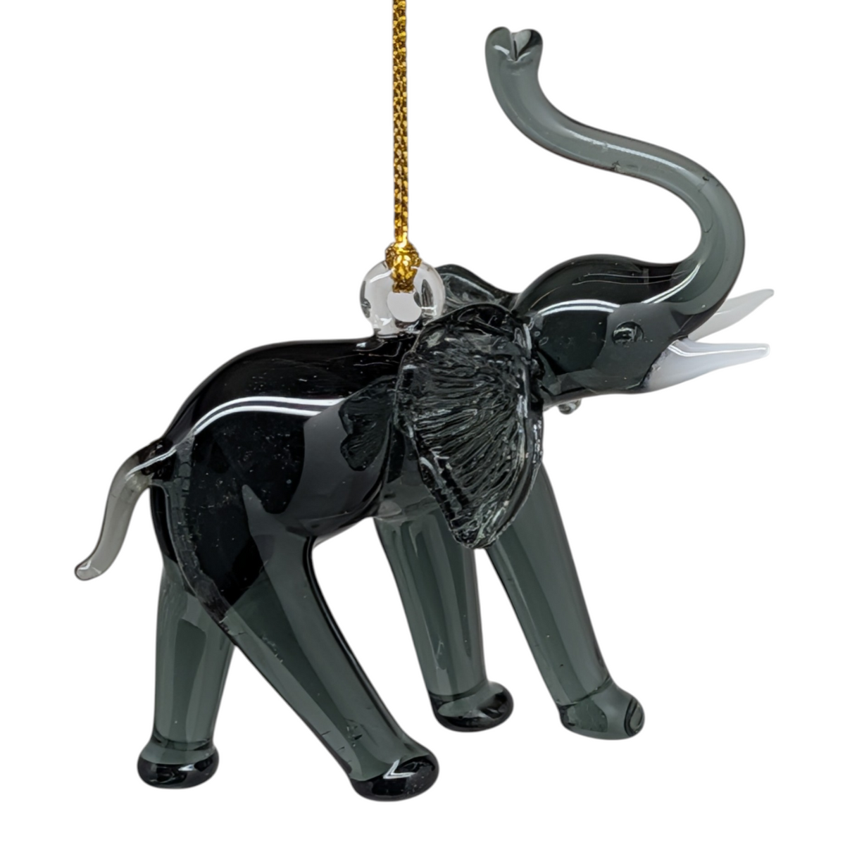 The Egyptian Glass Dark Emerald Elephant Ornament