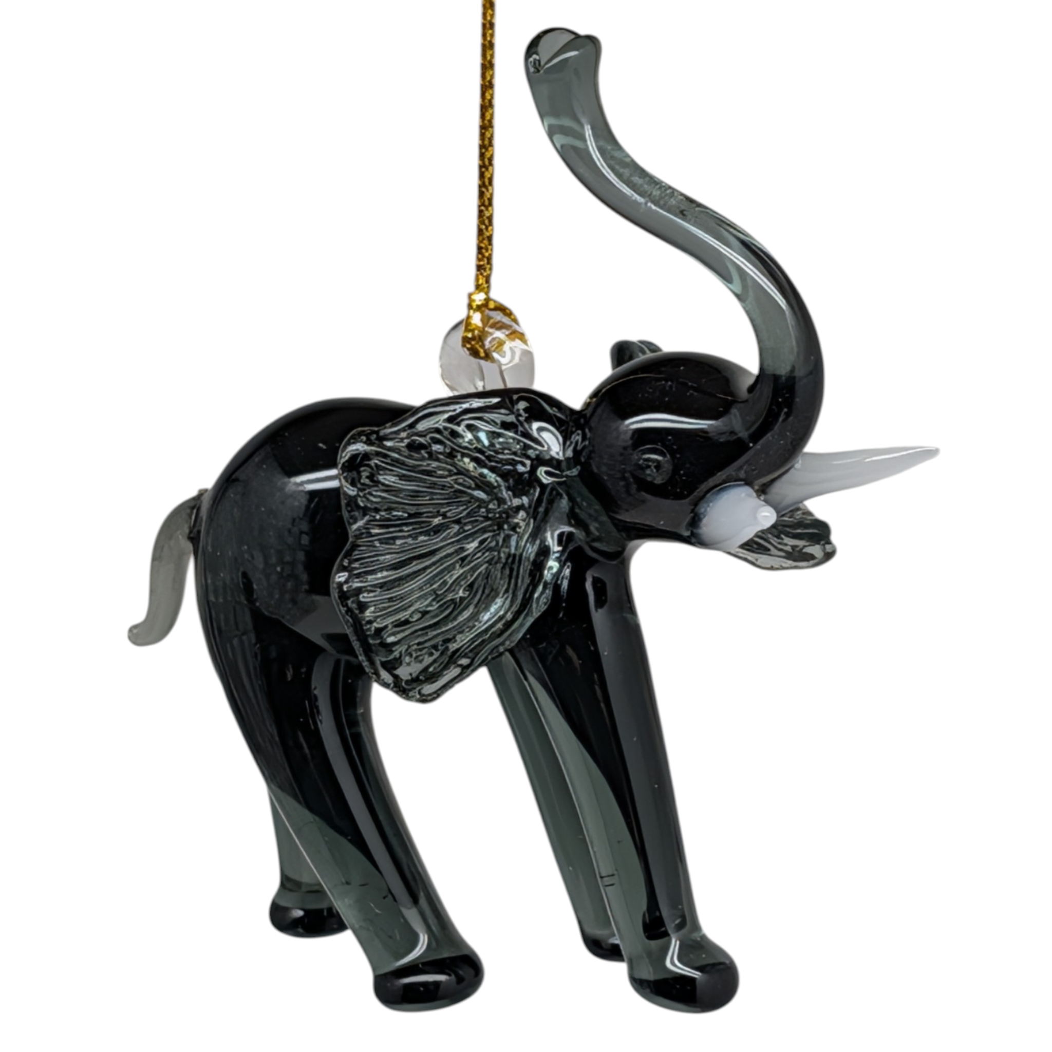 The Egyptian Glass Dark Emerald Elephant Ornament