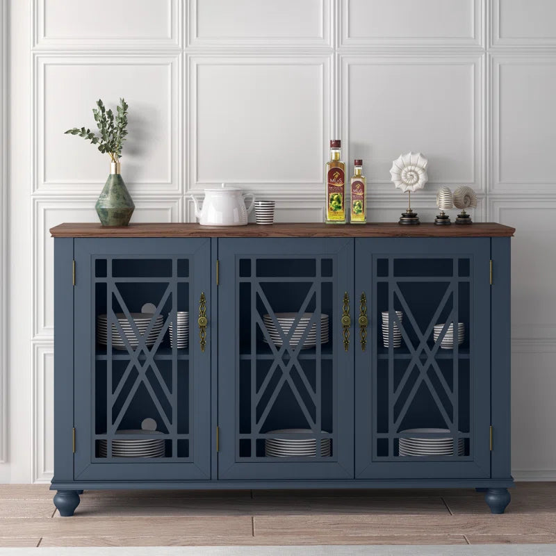 Three Door Wood Accent Cabinet French Country Style