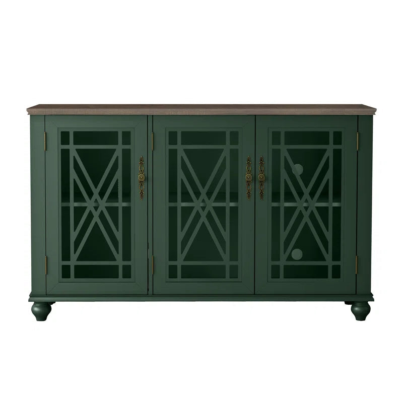 Three Door Wood Accent Cabinet French Country Style