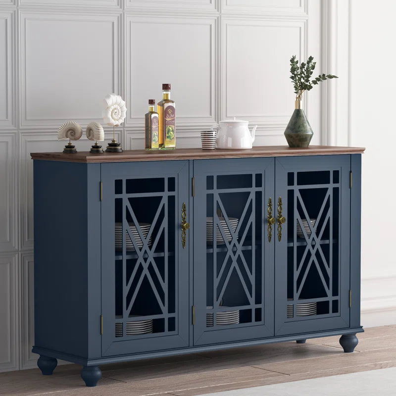 Three Door Wood Accent Cabinet French Country Style