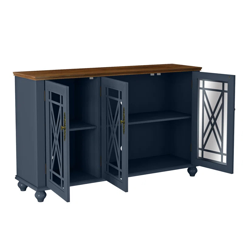 Three Door Wood Accent Cabinet French Country Style