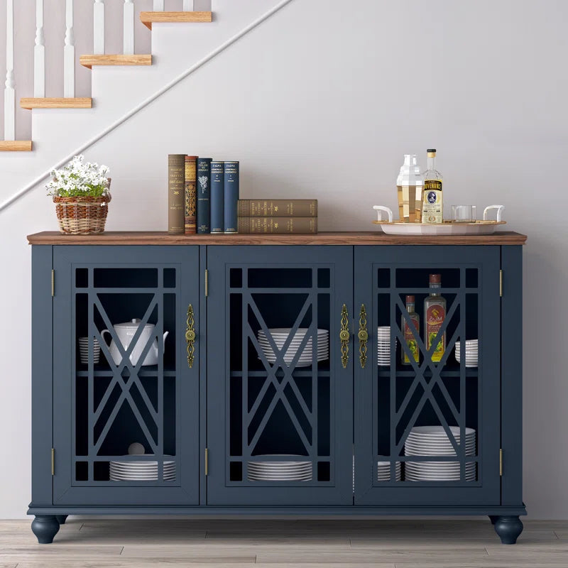 Three Door Wood Accent Cabinet French Country Style