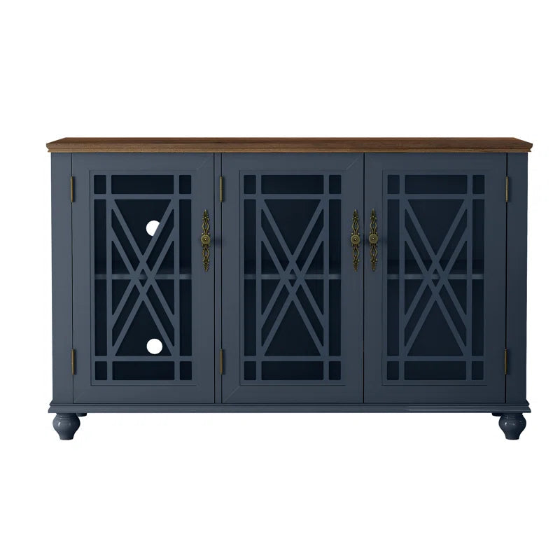 Three Door Wood Accent Cabinet French Country Style