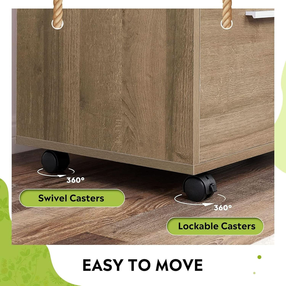 Three Drawer Mobile File Cabinet In Gray Oak With Open Shelves Printer Stand For Home Office