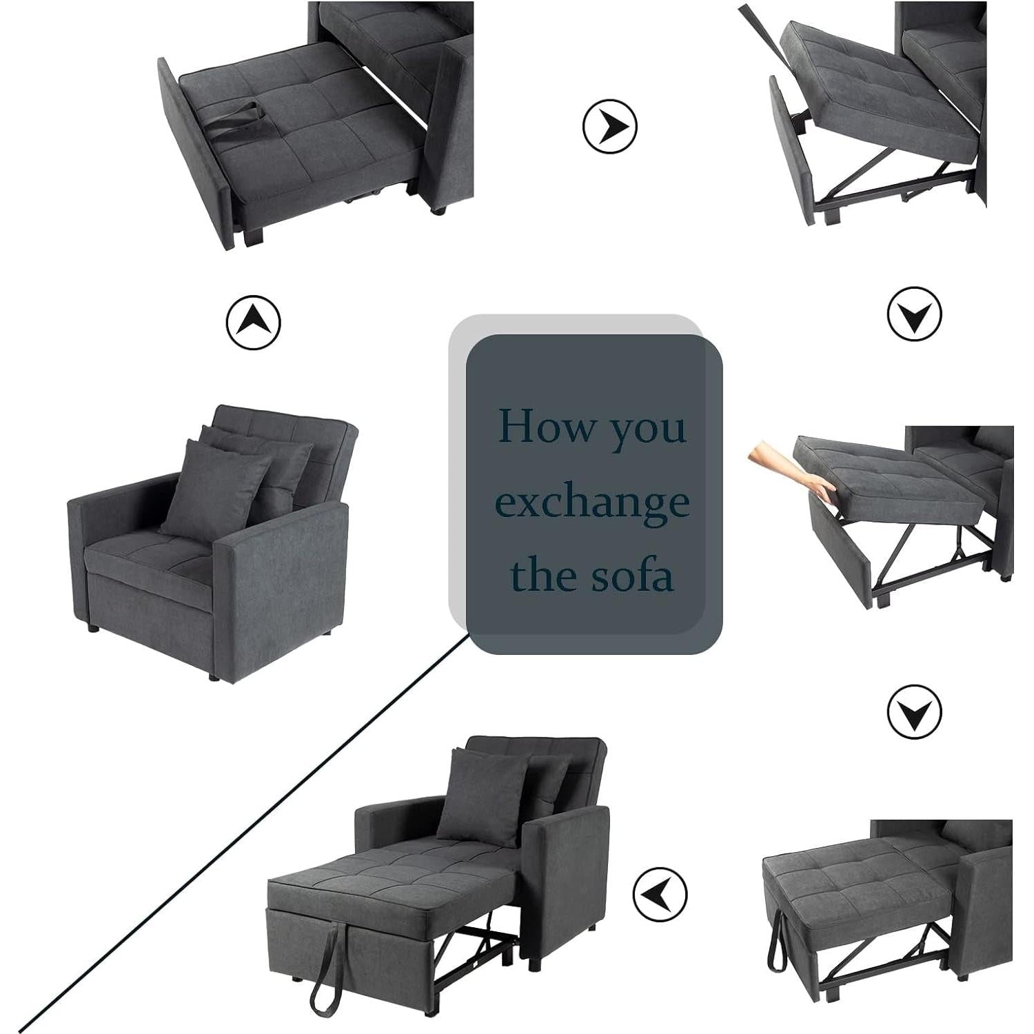 Three In One Convertible Sofa Chair Lounger Recliner Bed